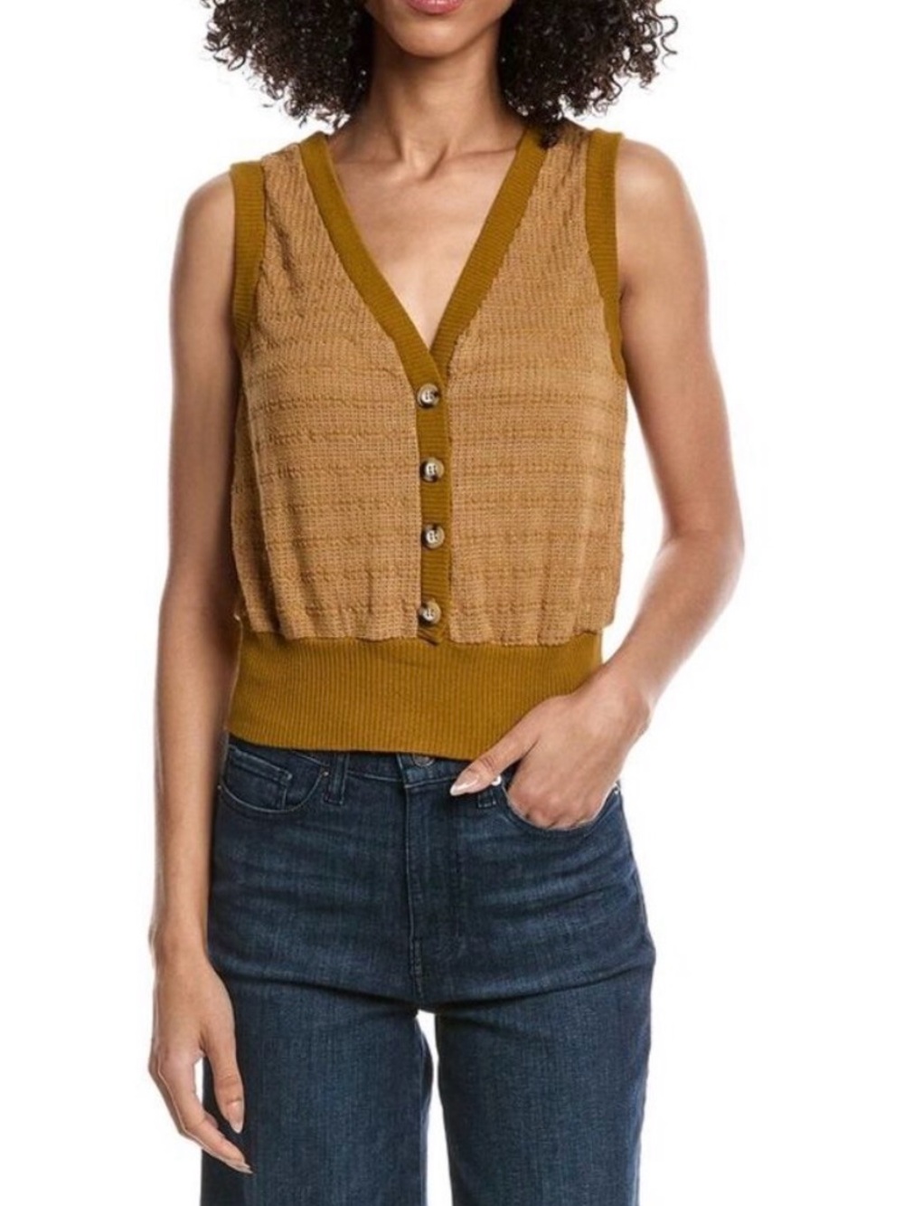 PROJECT SOCIAL T INGRID BUTTON FRONT TEXTURED TANK TOP